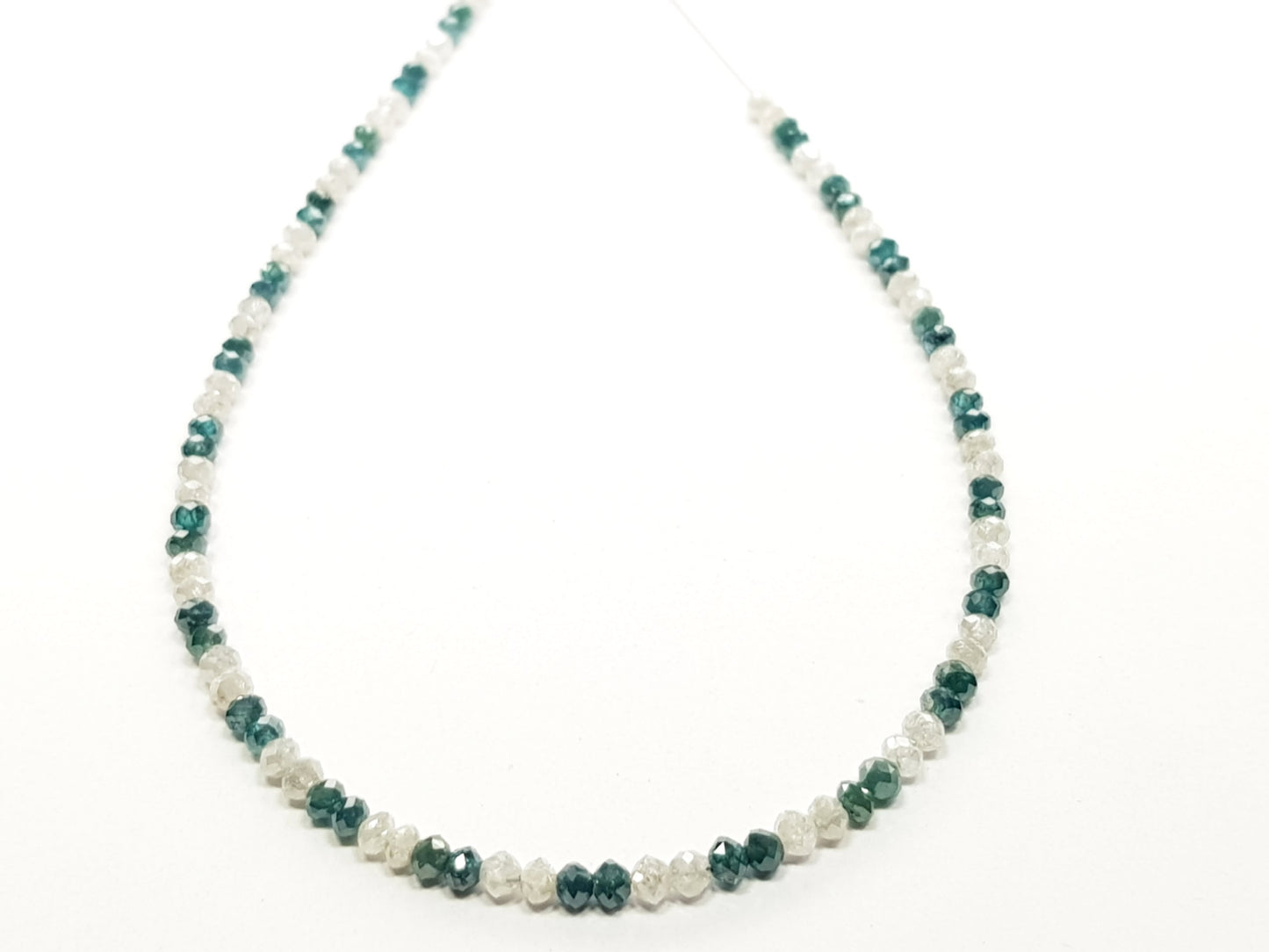 Natural Round Polished Fancy Green and White Color Loose Diamond Beads 16" Inch  Shree Diamond Mfg