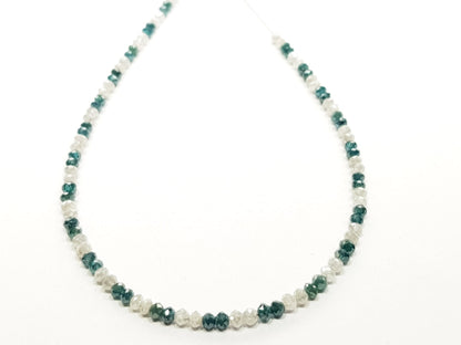 Natural Round Polished Fancy Green and White Color Loose Diamond Beads 16" Inch  Shree Diamond Mfg