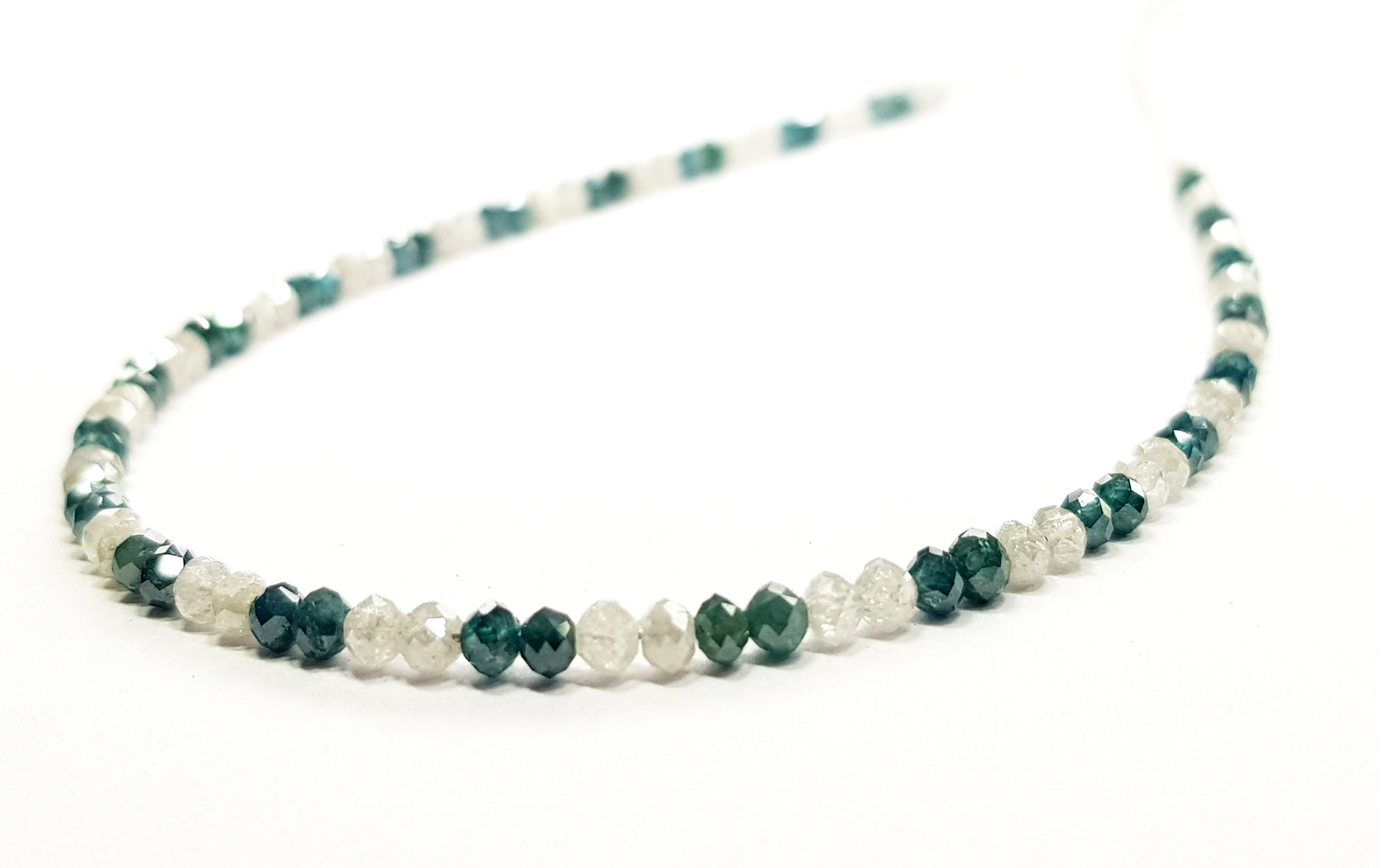 Natural Round Polished Fancy Green and White Color Loose Diamond Beads 16" Inch  Shree Diamond Mfg