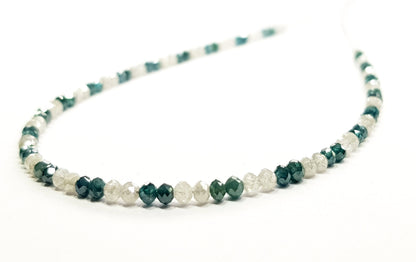 Natural Round Polished Fancy Green and White Color Loose Diamond Beads 16" Inch  Shree Diamond Mfg
