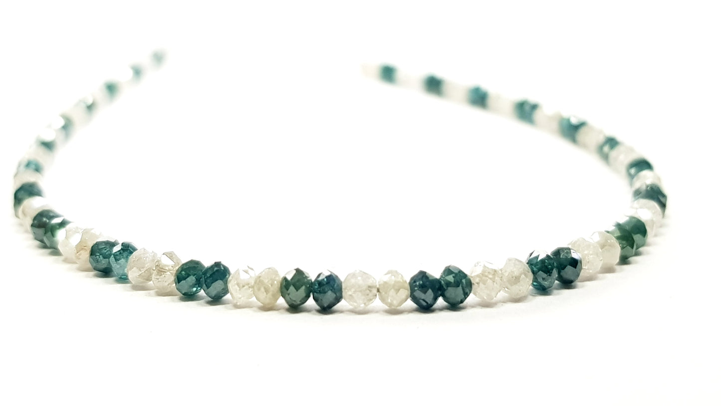 Natural Round Polished Fancy Green and White Color Loose Diamond Beads 16" Inch  Shree Diamond Mfg