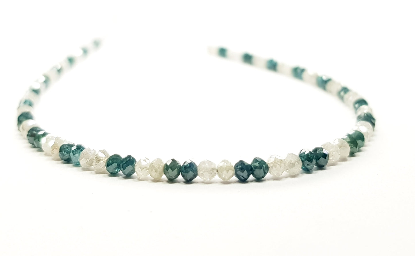 Natural Round Polished Fancy Green and White Color Loose Diamond Beads 16" Inch  Shree Diamond Mfg
