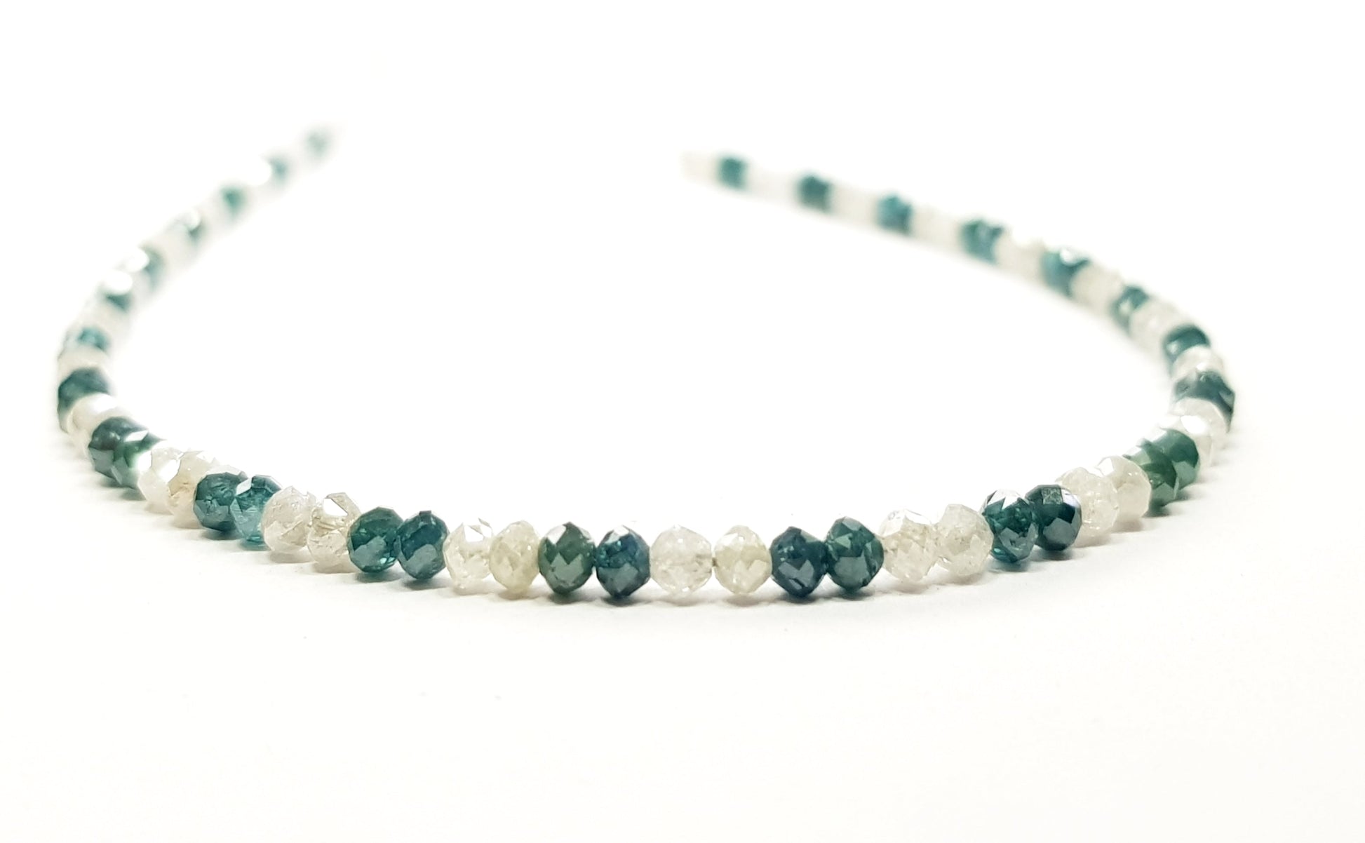Natural Round Polished Fancy Green and White Color Loose Diamond Beads 16" Inch  Shree Diamond Mfg