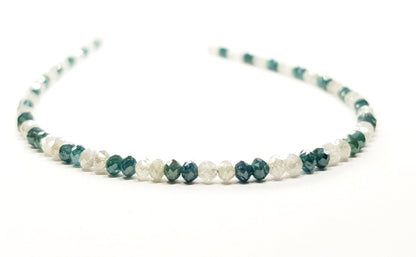 Natural Round Polished Fancy Green and White Color Loose Diamond Beads 16" Inch  Shree Diamond Mfg