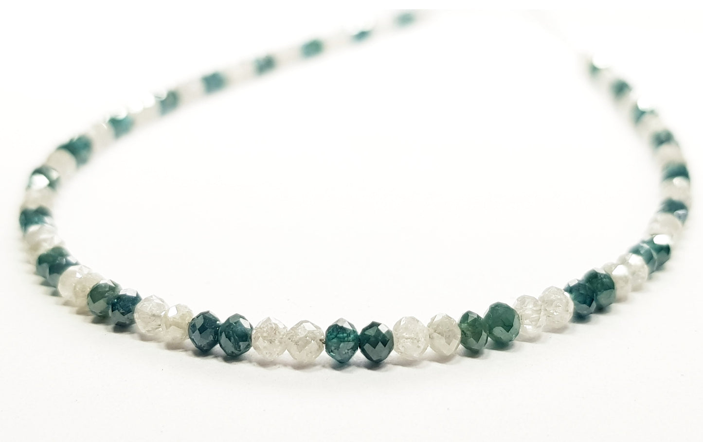 Natural Round Polished Fancy Green and White Color Loose Diamond Beads 16" Inch  Shree Diamond Mfg