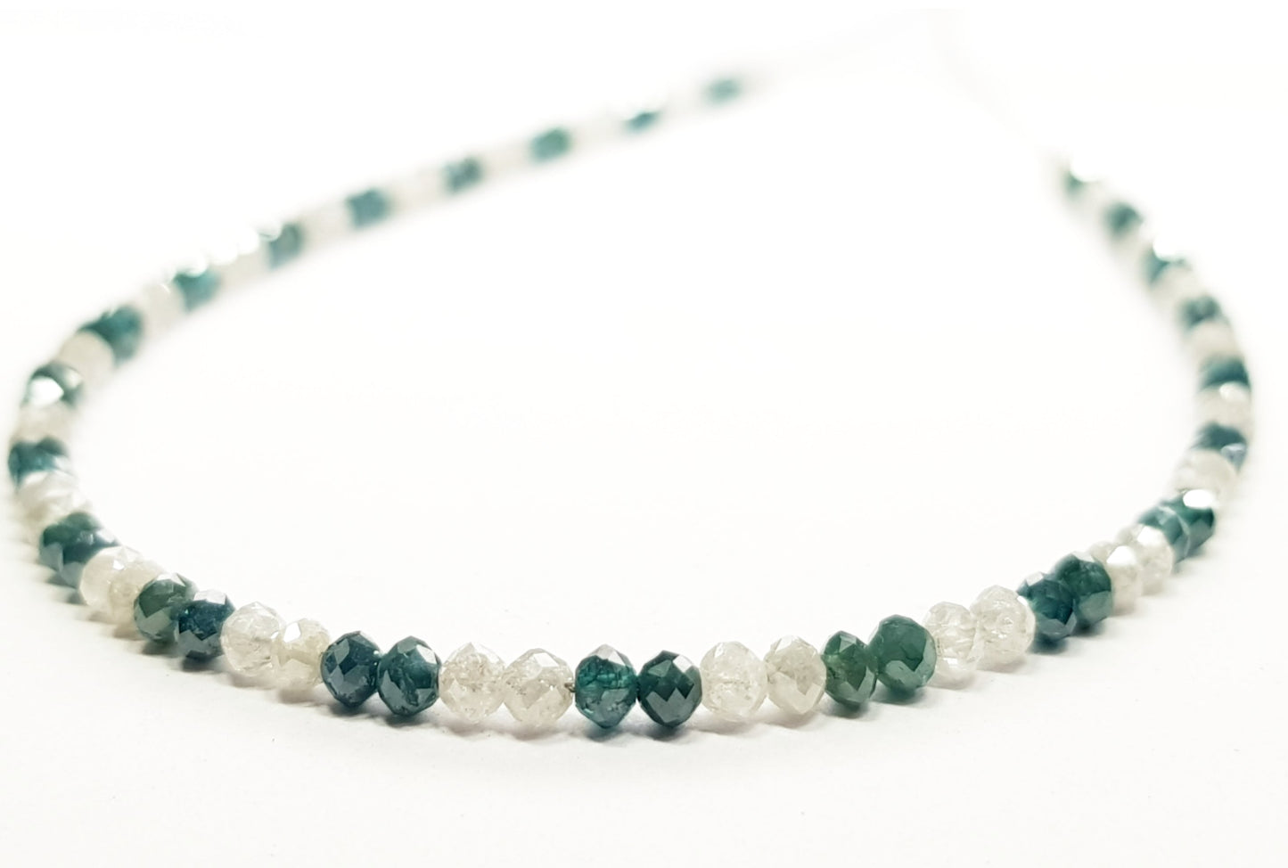 Natural Round Polished Fancy Green and White Color Loose Diamond Beads 16" Inch  Shree Diamond Mfg