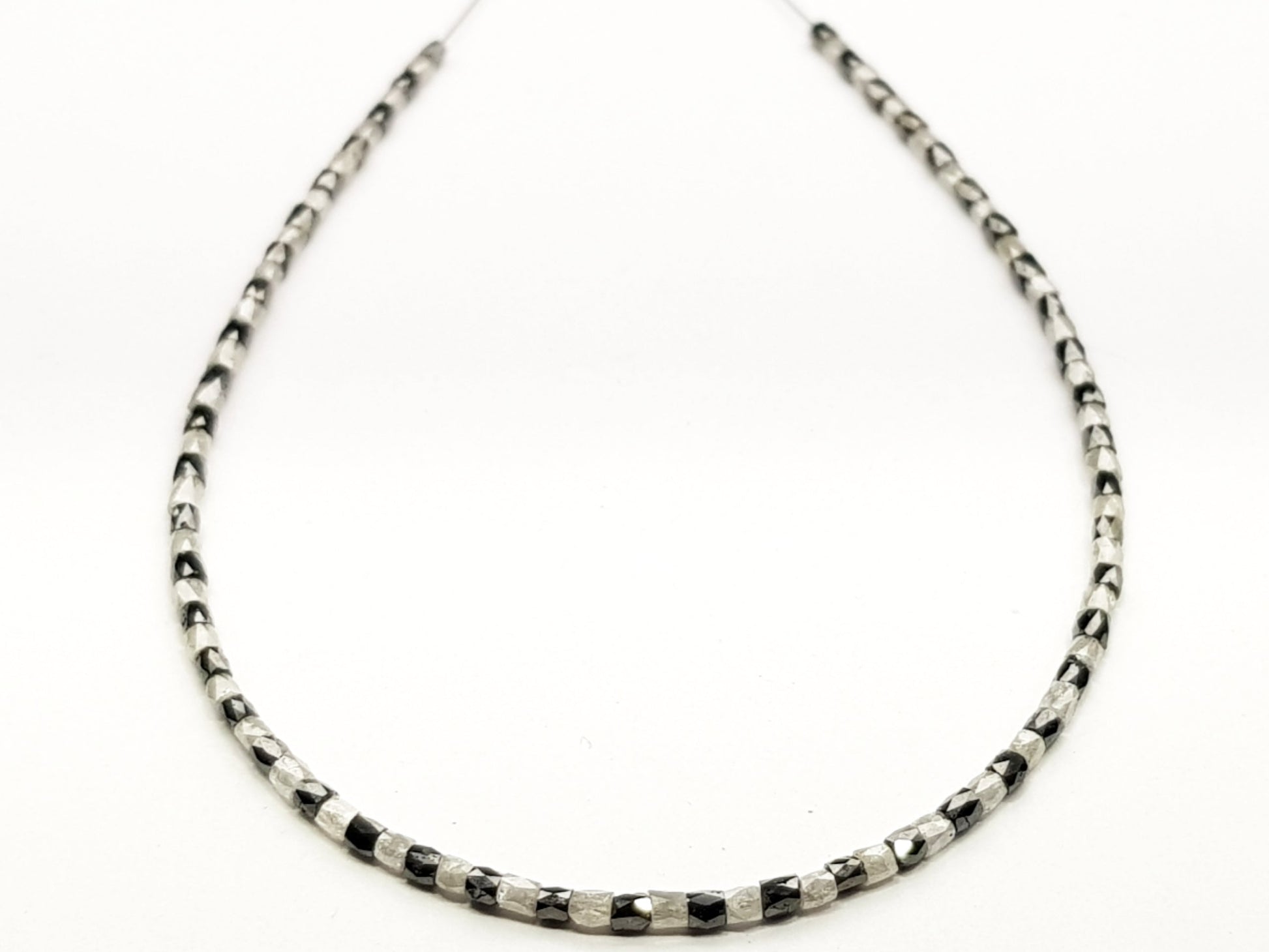 15 Carat Fancy Gray Black Color Tube Polished Loose Diamond Beads 16" Strand  Shree Diamond Mfg