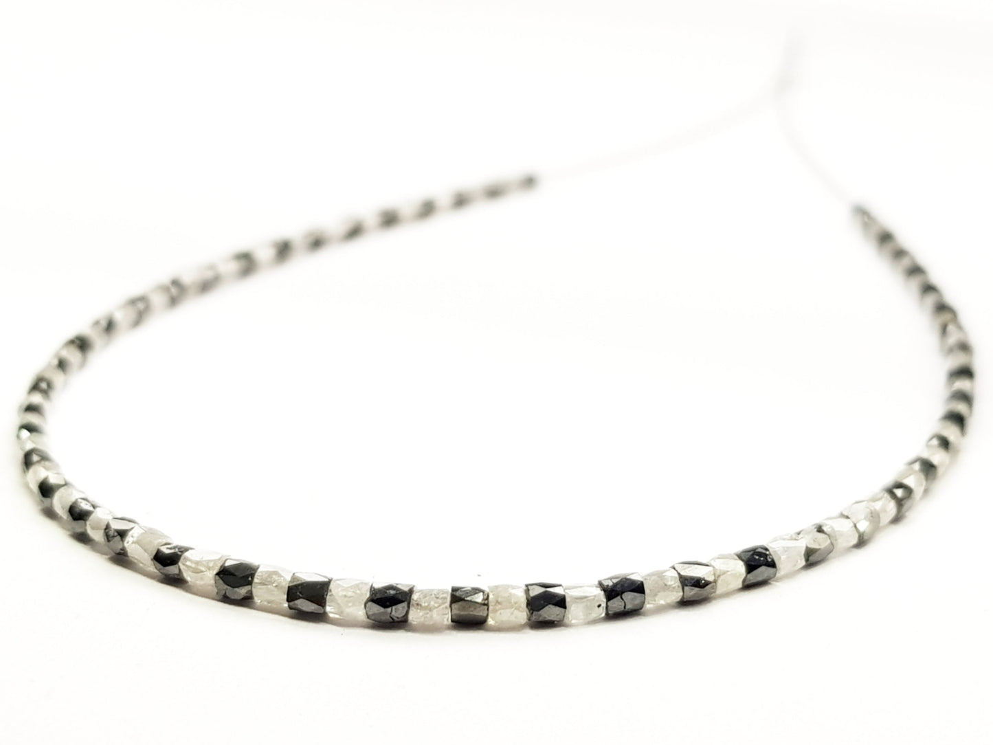 15 Carat Fancy Gray Black Color Tube Polished Loose Diamond Beads 16" Strand  Shree Diamond Mfg