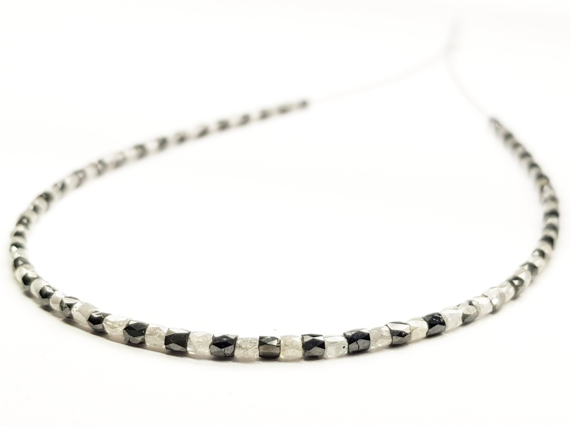 15 Carat Fancy Gray Black Color Tube Polished Loose Diamond Beads 16" Strand  Shree Diamond Mfg