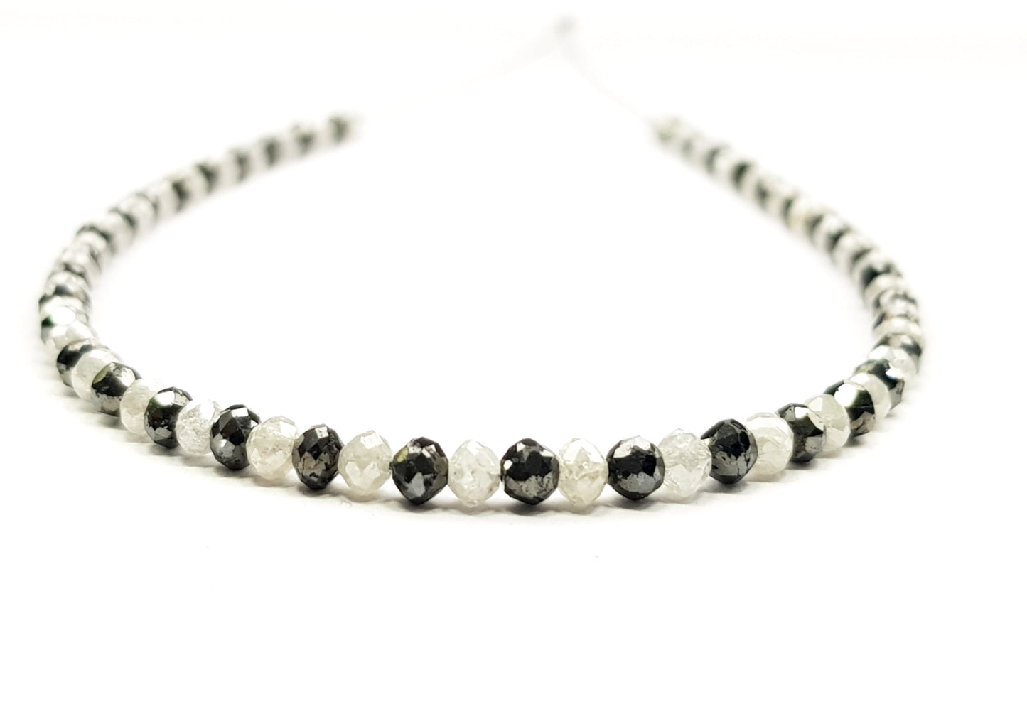 15 Carat Natural Round Polished White and Black Color Loose Diamond Beads 16" Inch  Shree Diamond Mfg