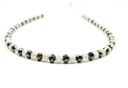 15 Carat Natural Round Polished White and Black Color Loose Diamond Beads 16" Inch  Shree Diamond Mfg