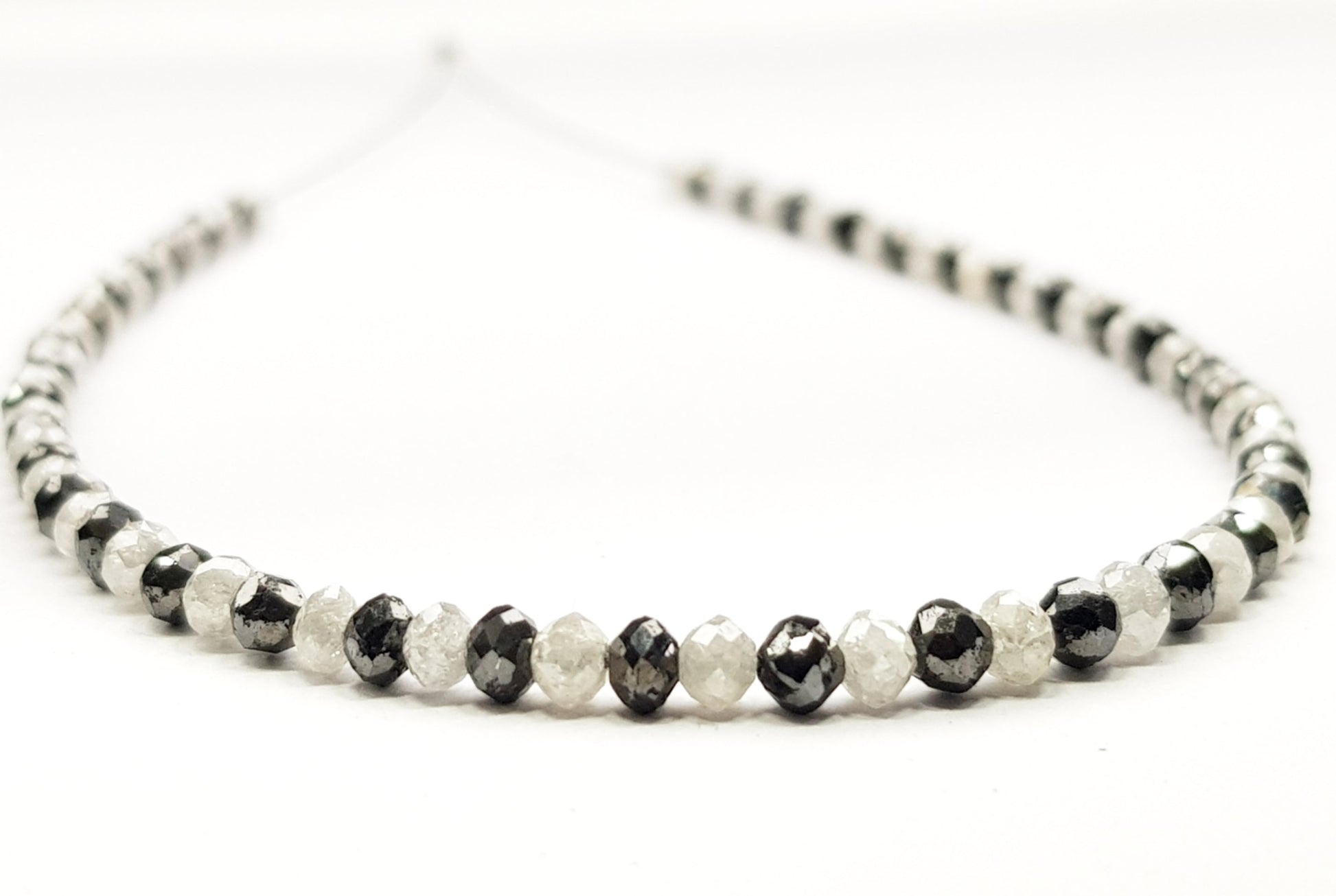 15 Carat Natural Round Polished White and Black Color Loose Diamond Beads 16" Inch  Shree Diamond Mfg