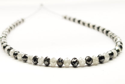 15 Carat Natural Round Polished White and Black Color Loose Diamond Beads 16" Inch  Shree Diamond Mfg