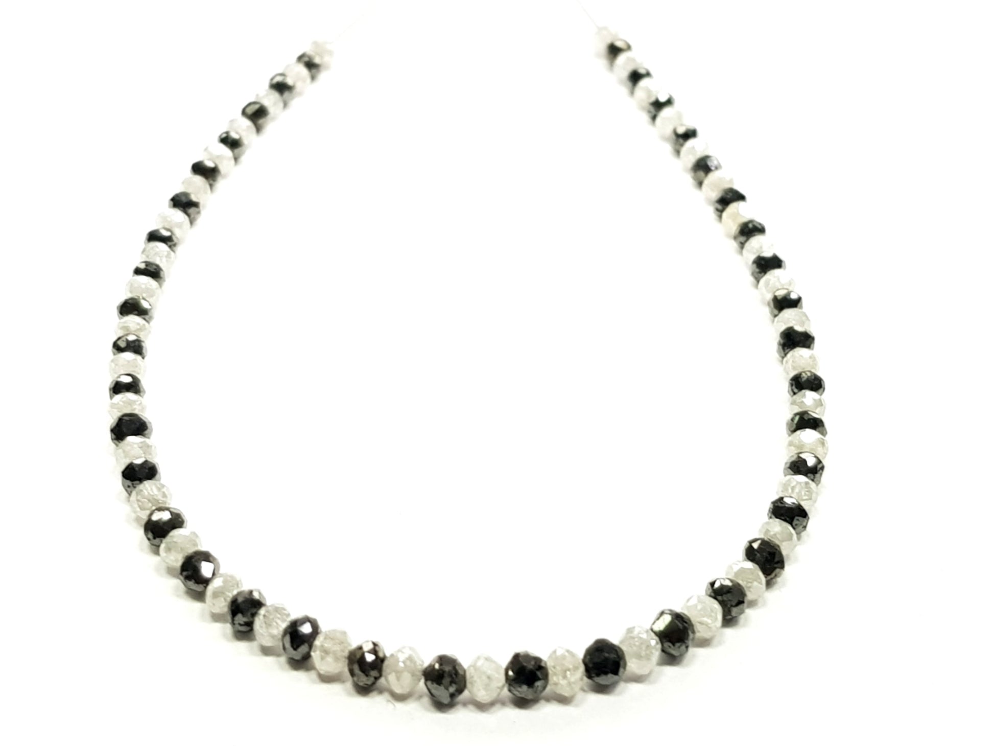 15 Carat Natural Round Polished White and Black Color Loose Diamond Beads 16" Inch  Shree Diamond Mfg