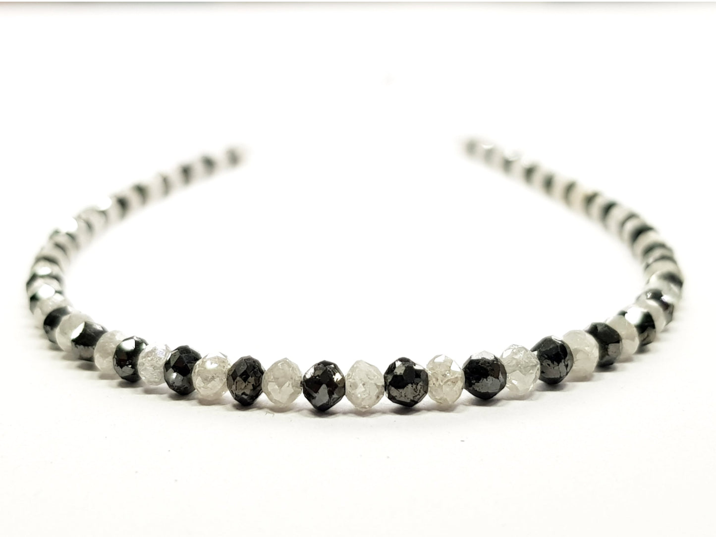 15 Carat Natural Round Polished White and Black Color Loose Diamond Beads 16" Inch  Shree Diamond Mfg