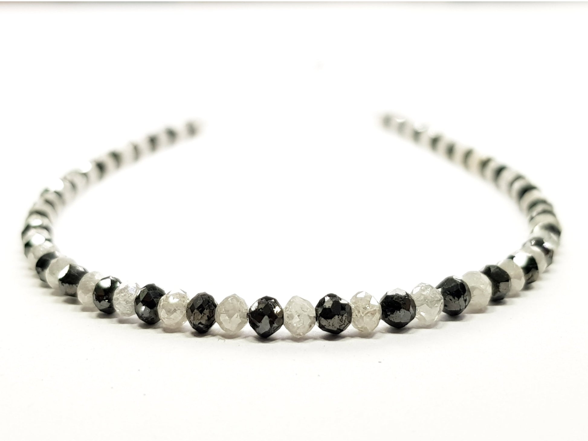 15 Carat Natural Round Polished White and Black Color Loose Diamond Beads 16" Inch  Shree Diamond Mfg