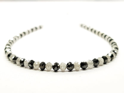 15 Carat Natural Round Polished White and Black Color Loose Diamond Beads 16" Inch  Shree Diamond Mfg