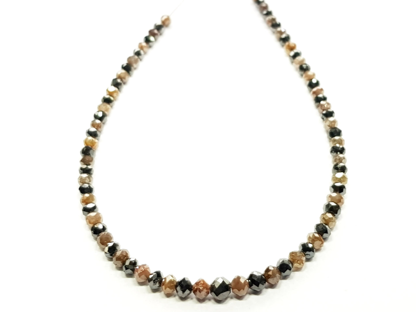 15 Carat Natural Round Polished Red and Black Color Loose Diamond Beads 16" Strand Necklace  Shree Diamond Mfg
