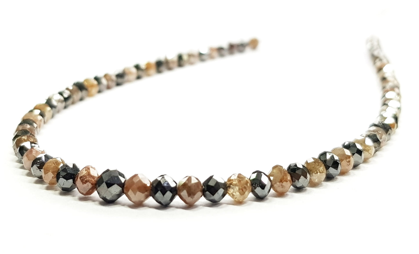 15 Carat Natural Round Polished Red and Black Color Loose Diamond Beads 16" Strand Necklace  Shree Diamond Mfg