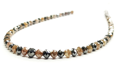 15 Carat Natural Round Polished Red and Black Color Loose Diamond Beads 16" Strand Necklace  Shree Diamond Mfg