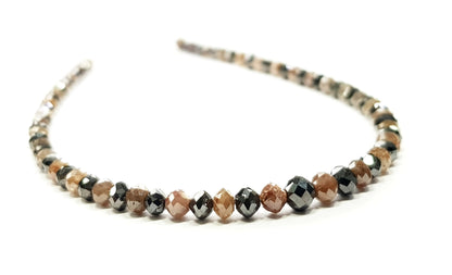 15 Carat Natural Round Polished Red and Black Color Loose Diamond Beads 16" Strand Necklace  Shree Diamond Mfg
