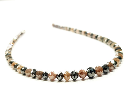 15 Carat Natural Round Polished Red and Black Color Loose Diamond Beads 16" Strand Necklace  Shree Diamond Mfg