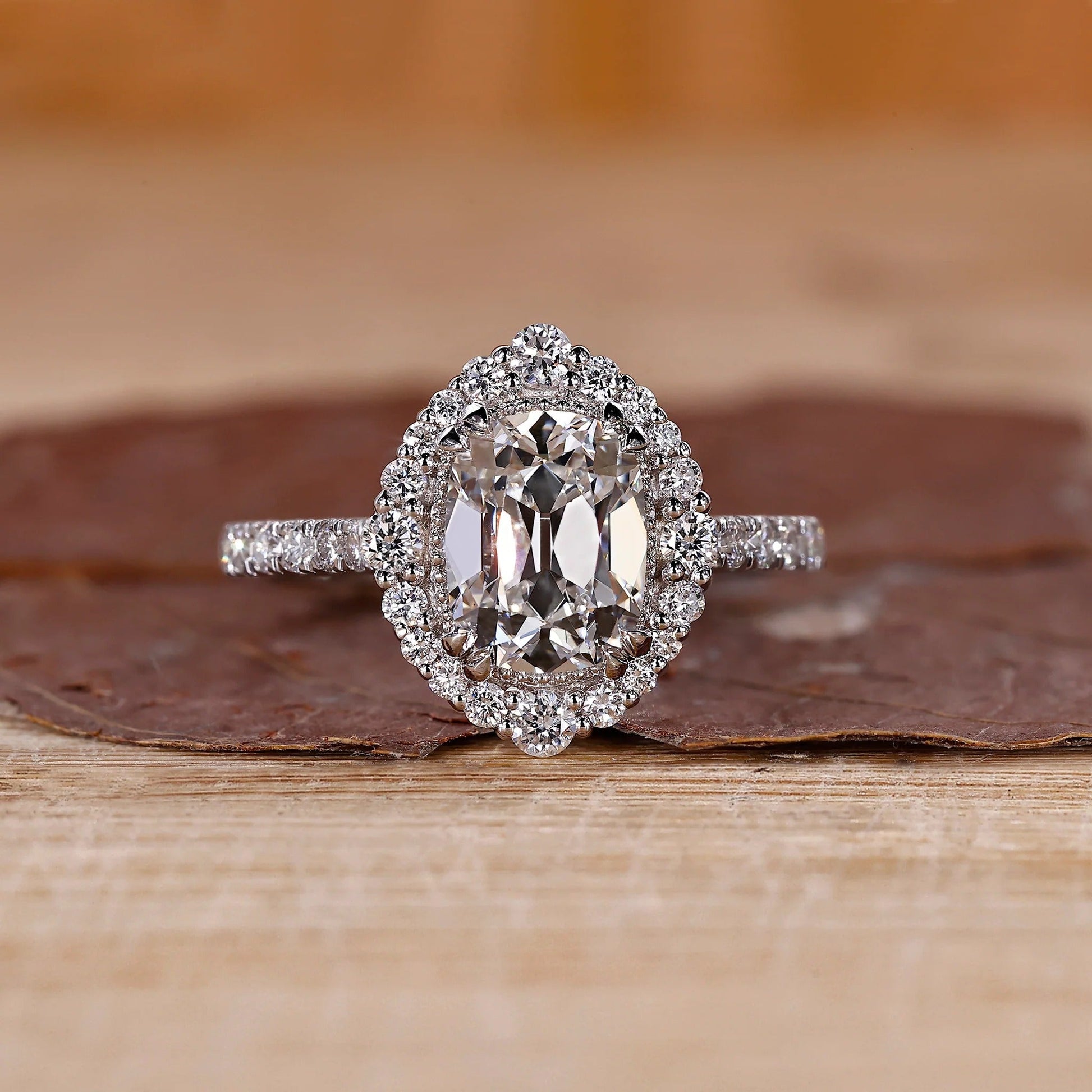 Old Mine Cushion Cut Lab Grown Diamond White Color Engagement Gold Ring  Shree Diamond Mfg