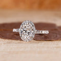 Oval Shape Lab Grown Diamond Prong Setting Halo Engagement Gold Ring