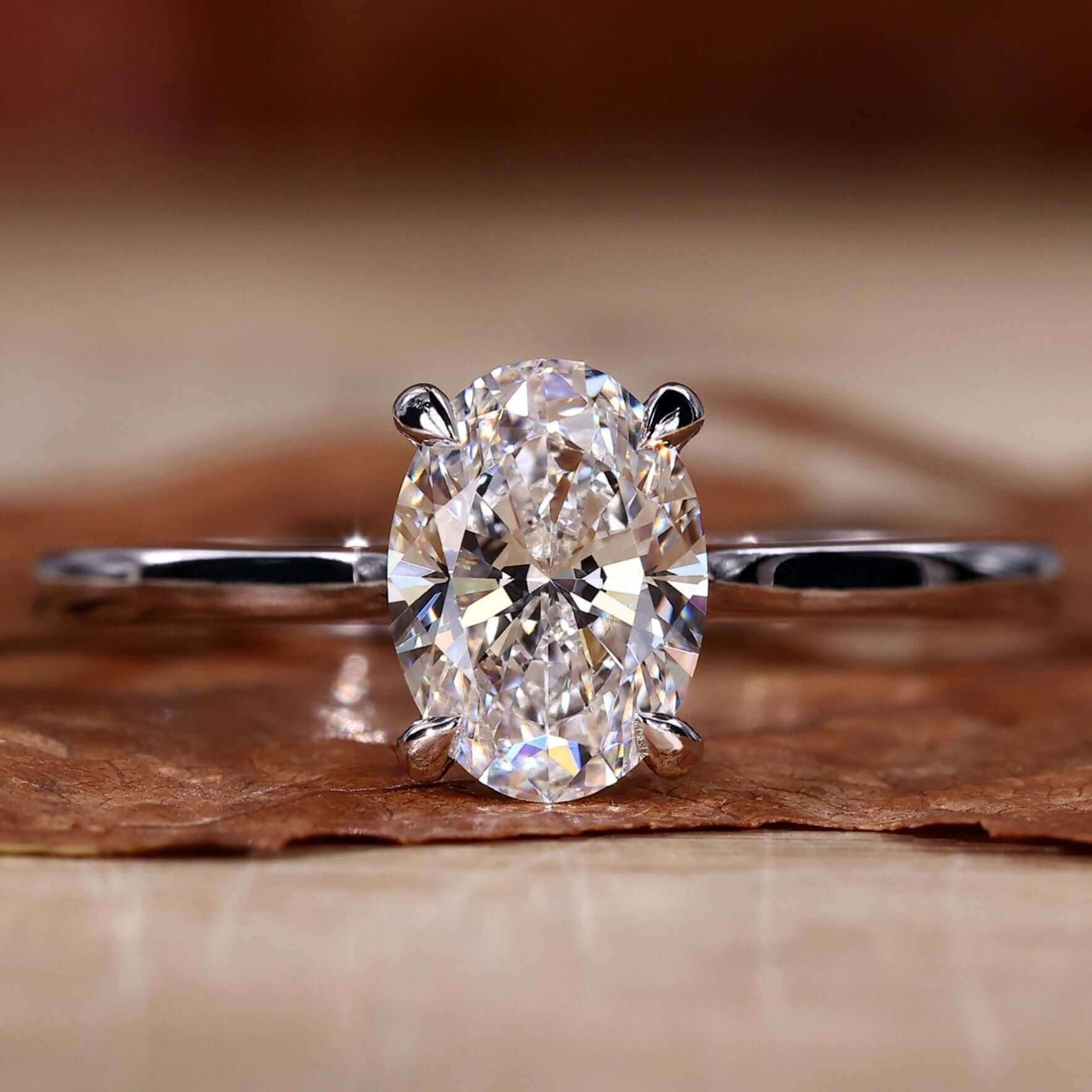 Oval Shape Lab Grown Diamond Prong Setting Solitaire Engagement Gold Ring  Shree Diamond Mfg
