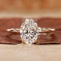 Oval Full Cut Lab Grown Diamond Solitaire 4 Prong Setting Engagement Gold Ring