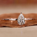 Pear Full Cut Lab Grown Diamond Solitaire 3 Prong Setting Engagement Gold Ring