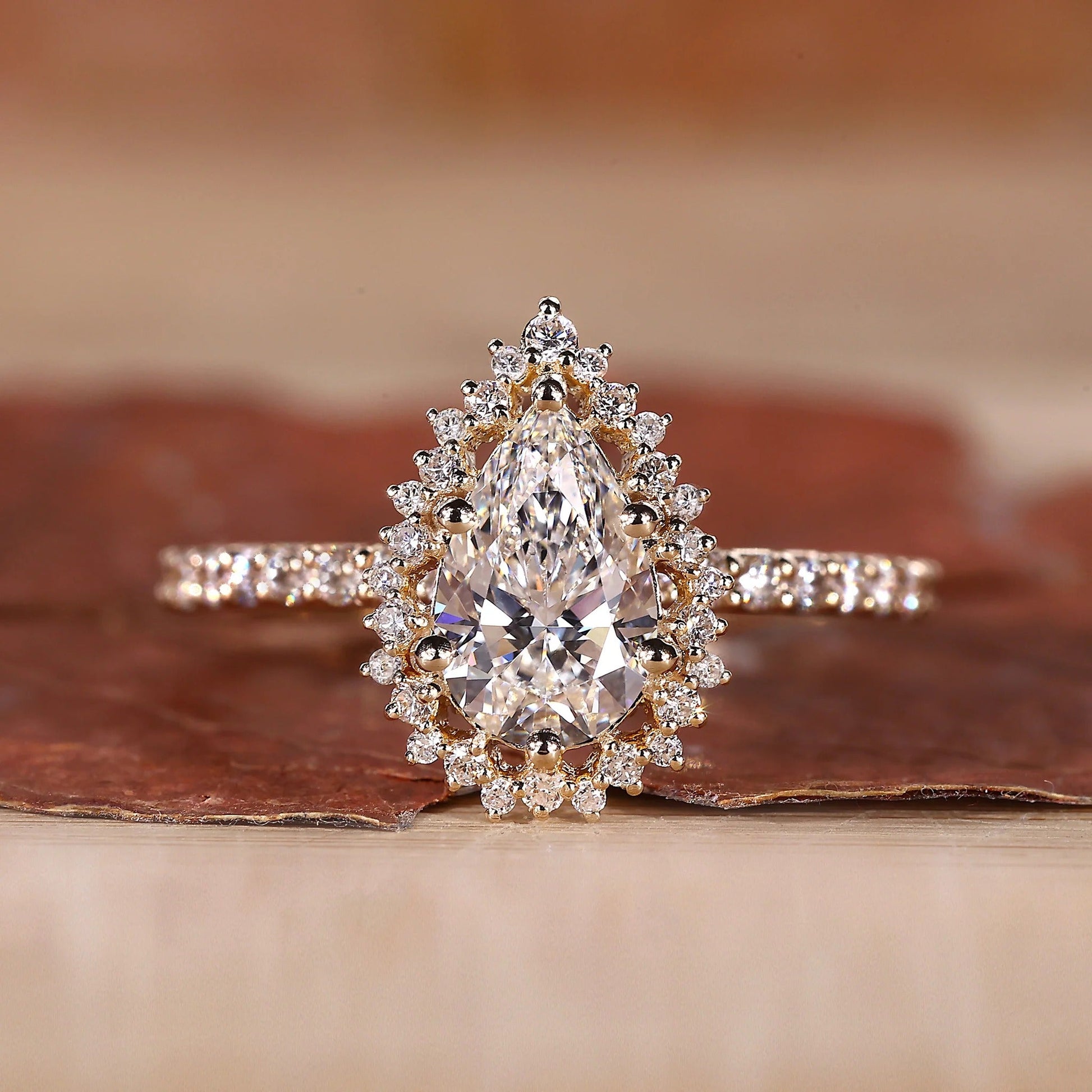Brilliant Sparkle Pear Cut Lab Grown Diamond Halo Engagement Ring  Shree Diamond Mfg