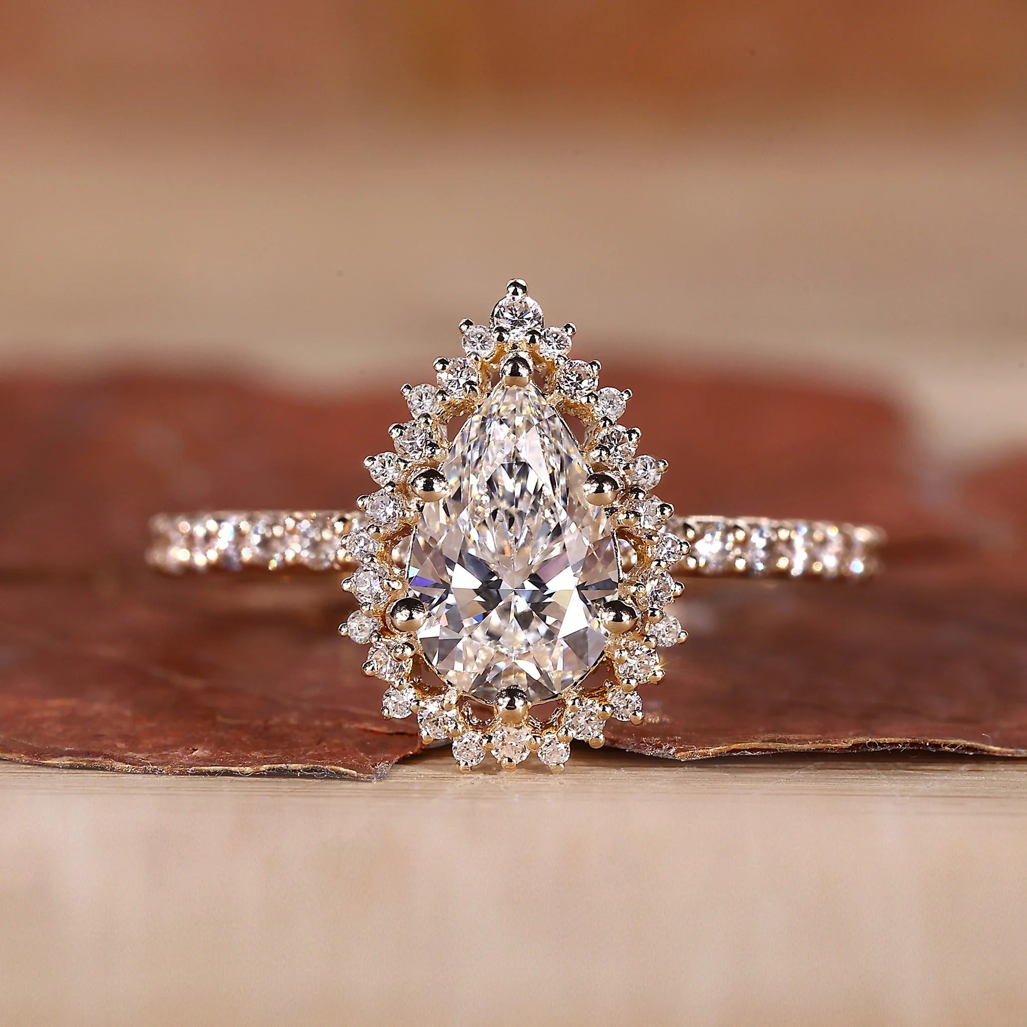 Brilliant Sparkle Pear Cut Lab Grown Diamond Halo Engagement Ring  Shree Diamond Mfg