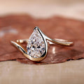 Pear Cut Lab Grown Diamond Solitaire Engagement Gold Ring