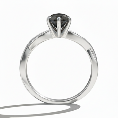 Pear Shape Black Opaque Color Diamond Swirl Engagement Ring