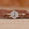 Portuguese Cut Lab Grown Diamond Solitaire Cathedral Setting Gold Ring