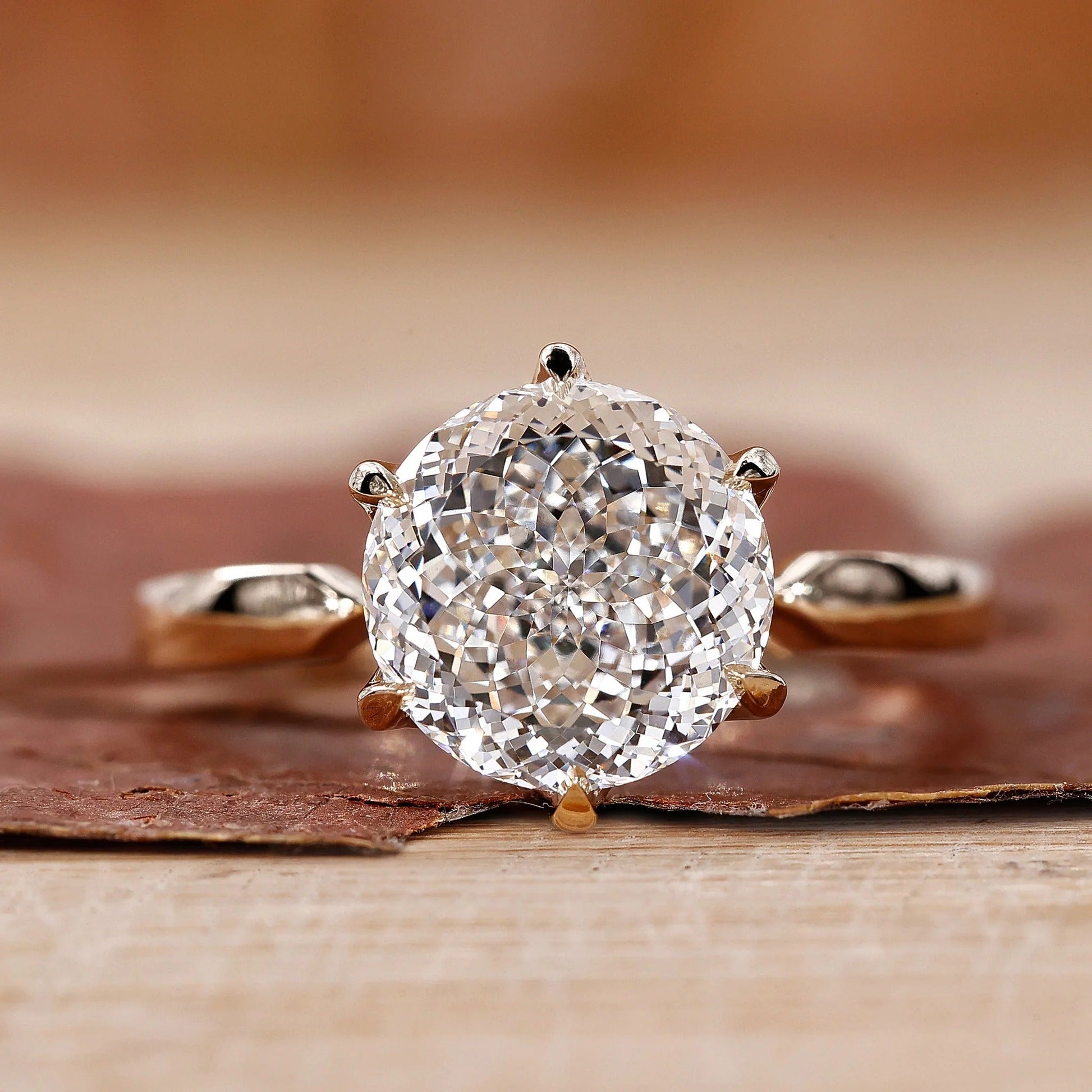 Portuguese Cut Lab Grown Diamond Solitaire Engagement Gold Ring  Shree Diamond Mfg