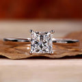 Princess Cut Lab Grown White Diamond Solitaire Engagement Gold Ring