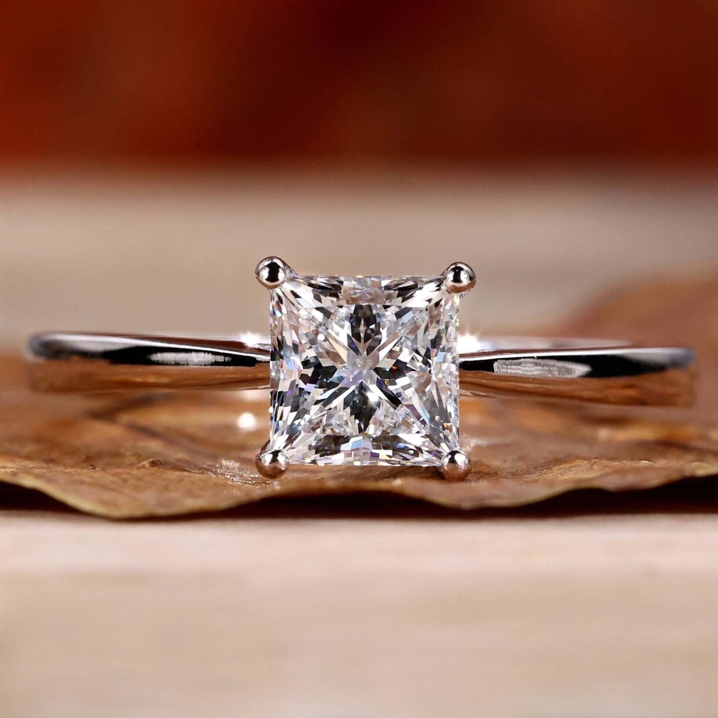 Princess Cut Lab Grown White Diamond Solitaire Engagement Gold Ring  Shree Diamond Mfg