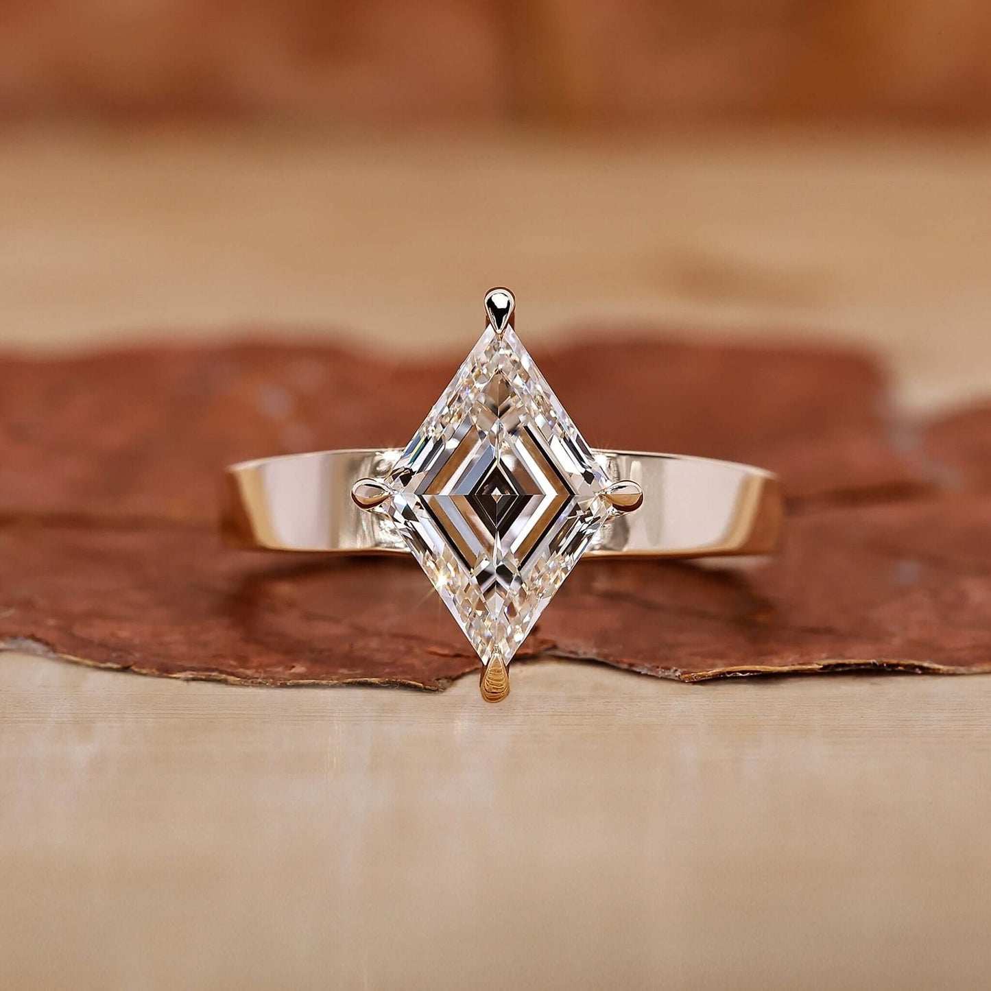 Kite Cut Lab Grown Diamond Solitaire 4 Prong Setting Engagement Gold Ring  Shree Diamond Mfg