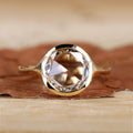 Round Rose Cut Lab Grown Diamond Solitaire Engagement Gold Ring