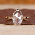 Oval Shape Rose Cut Lab Grown Diamond Prong Setting Solitaire Engagement Gold Ring