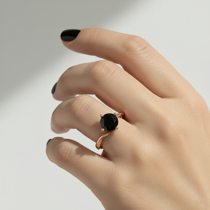 Black Colour Round Shape Diamond Engagement Ring