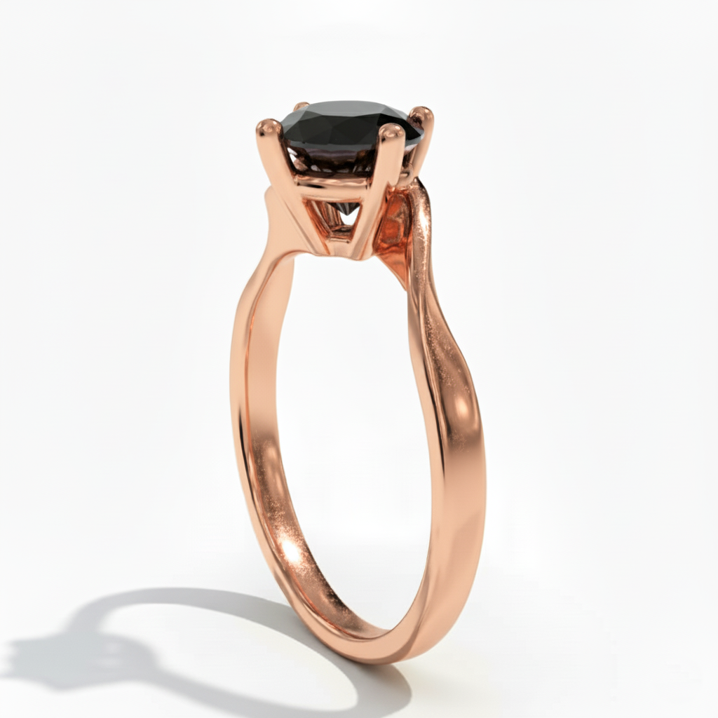 Black Colour Round Shape Diamond Engagement Ring