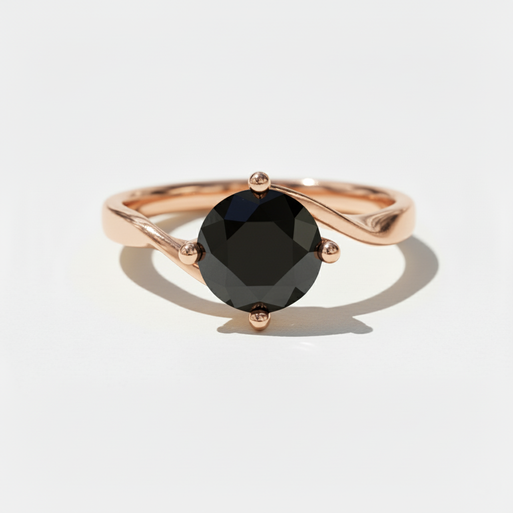 Black Colour Round Shape Diamond Engagement Ring