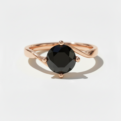 Black Colour Round Shape Diamond Engagement Ring