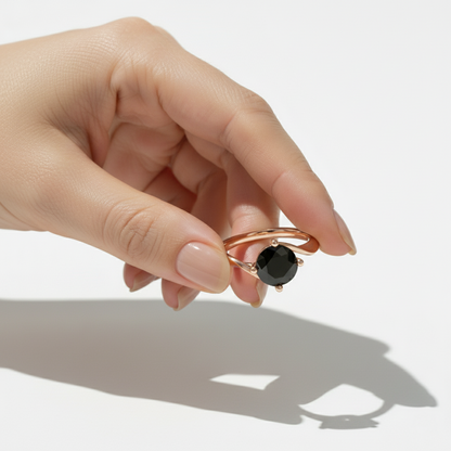 Black Colour Round Shape Diamond Engagement Ring