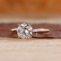 Old European Cut Lab Grown Diamond Prong Setting Solitaire Engagement Gold Ring