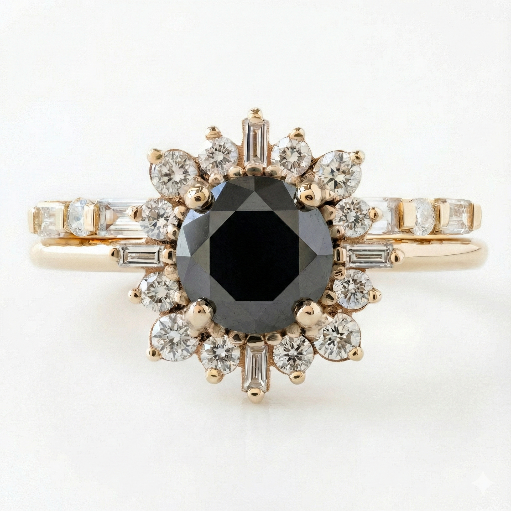Round Cut Fancy Black Color Diamond Hidden Halo Shoulder Set Ring - Shree Diamond Mfg
