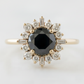 Round Cut Fancy Black Color Diamond Hidden Halo Shoulder Set Ring